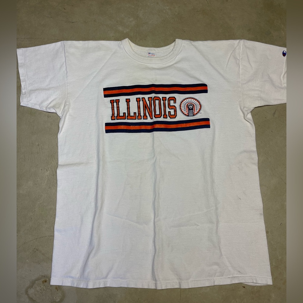 Vintage 80s Champion University of Illinois Fighting Illini Tee Size XXL